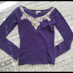 American retro cashmere sweater with lace Xs/S